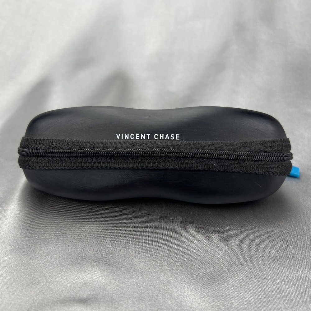 Vincent Chase Black Zippered Hard Shell Eyeglasses Case Blue Interior Travel